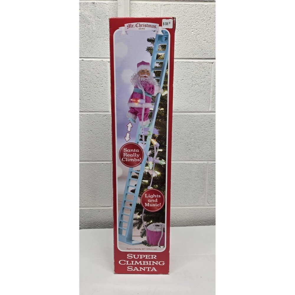 Mr. Christmas Super Climbing Santa American Holiday Lights Music NEW NIB